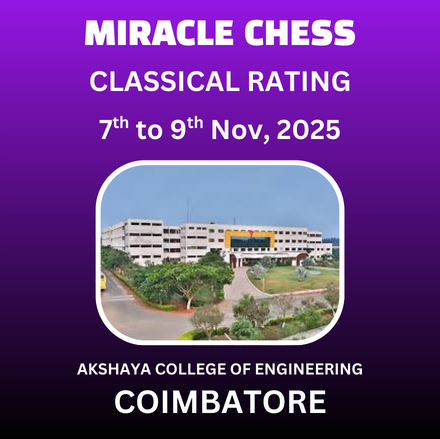 ⭐BELOW 1800⭐ - 2nd INTERNATIONAL FIDE RATED  CHESS TOURNAMENT - 2025 ORGANIZED BY🏆 MIRACLE SCHOOL OF CHESS🏆