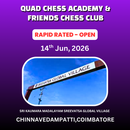 ⭐QUAD CHESS ACADEMY & FRIENDS CHESS CLUB⭐1st INTERNATIONAL RAPID RATING CHESS TOURNAMENT 2026