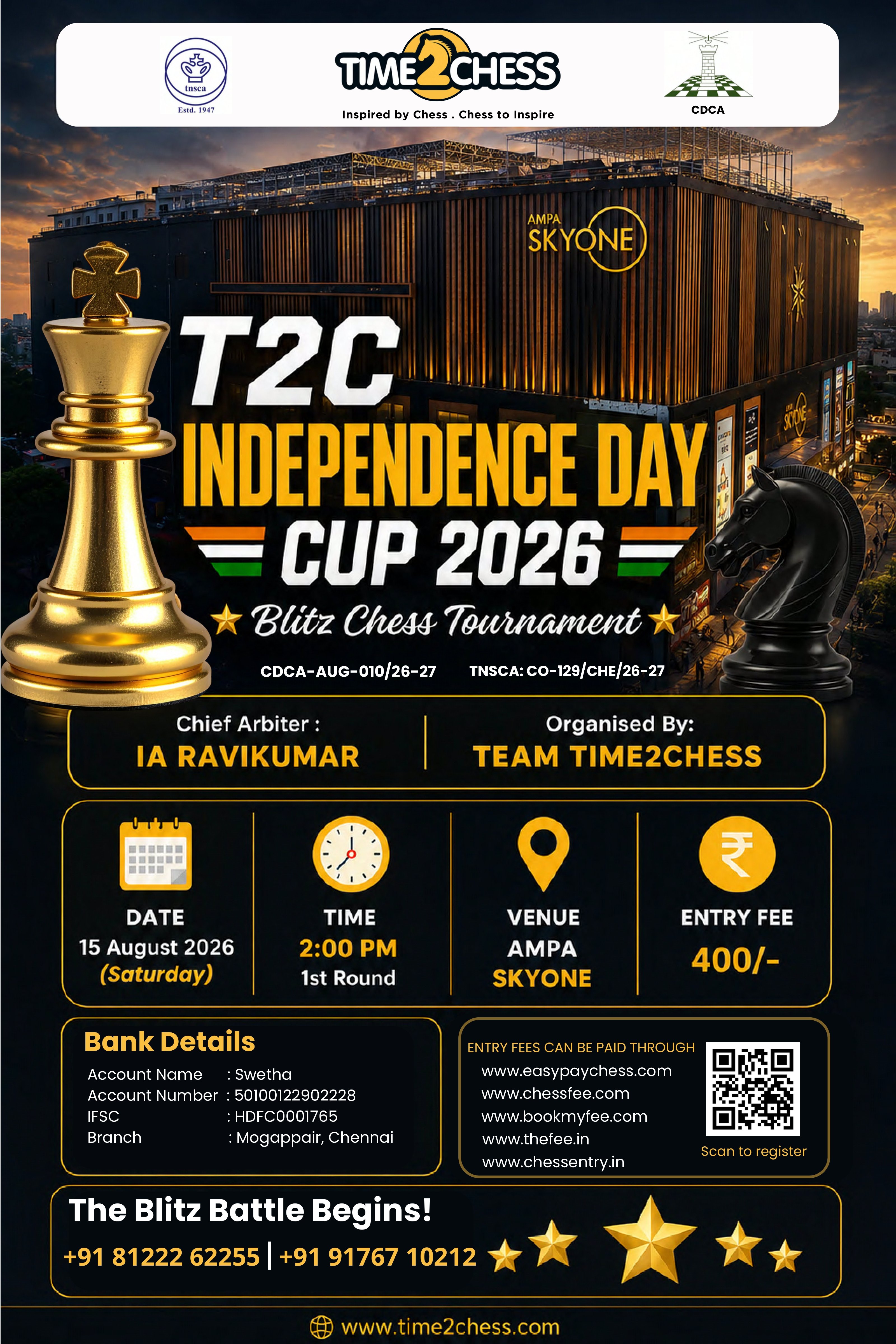 ⭐T2C⭐ Independence Day Cup State Level Blitz Tournament
