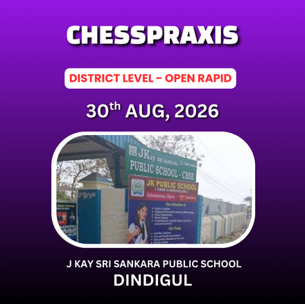 ⭐CHESSPRAXIS⭐ 1ST CHESSPRAXIS  CHESS FESTIVAL DISTRICT LEVEL OPEN RAPID CHESS TOURNAMENT